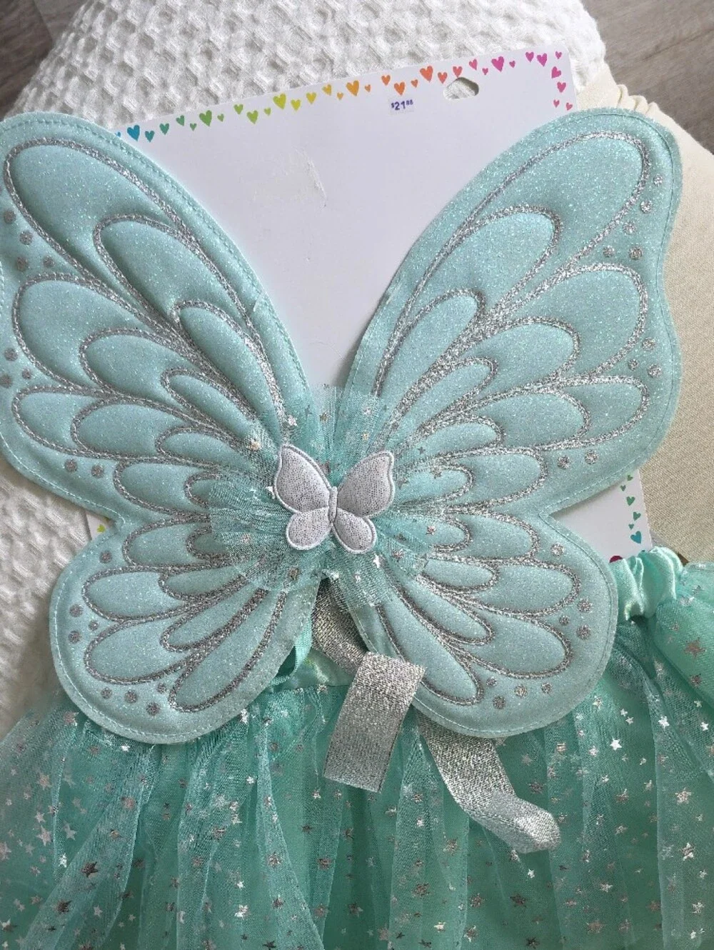 New Claire's Mint Glitter Fairy Wings and Tutu Set